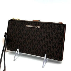 Michael Kors Large Double Zip Wallet Wristlet Brown